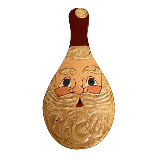 Vintage Hand-Painted Santa Claus Wooden Paddle Art Wall Decor - Picture 1 of 7